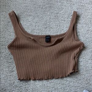 Shein Brown Ribbed Crop Top